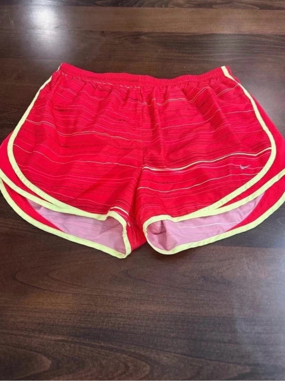 Nike Women’s Red Athletic Shorts with Yellow Trim